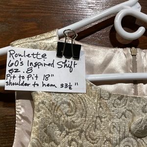 60s inspired gold brocade shift dress sz L